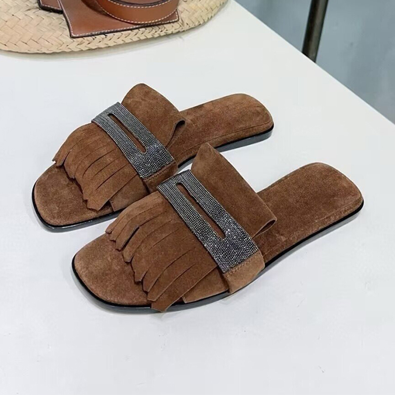 Kids Shoes Women - Dekorasi Manik Tali Logam Sandal Bawah