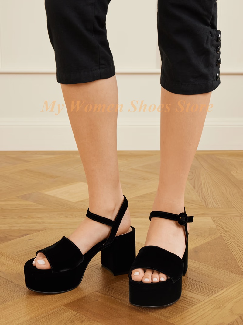 Kids Shoes Women - Sandal Platform Suede Hak Tebal Wanita