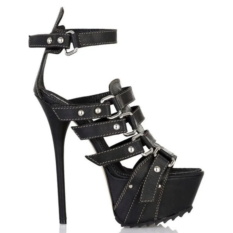 Sandal Tali Gesper Rivet Logam - Peep Toe Heels ulasan dan harga