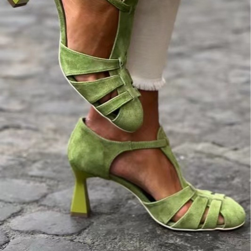 Sandal Wanita Hijau Suede Kitt - Women'S Shoes Kitten Heels ulasan dan harga