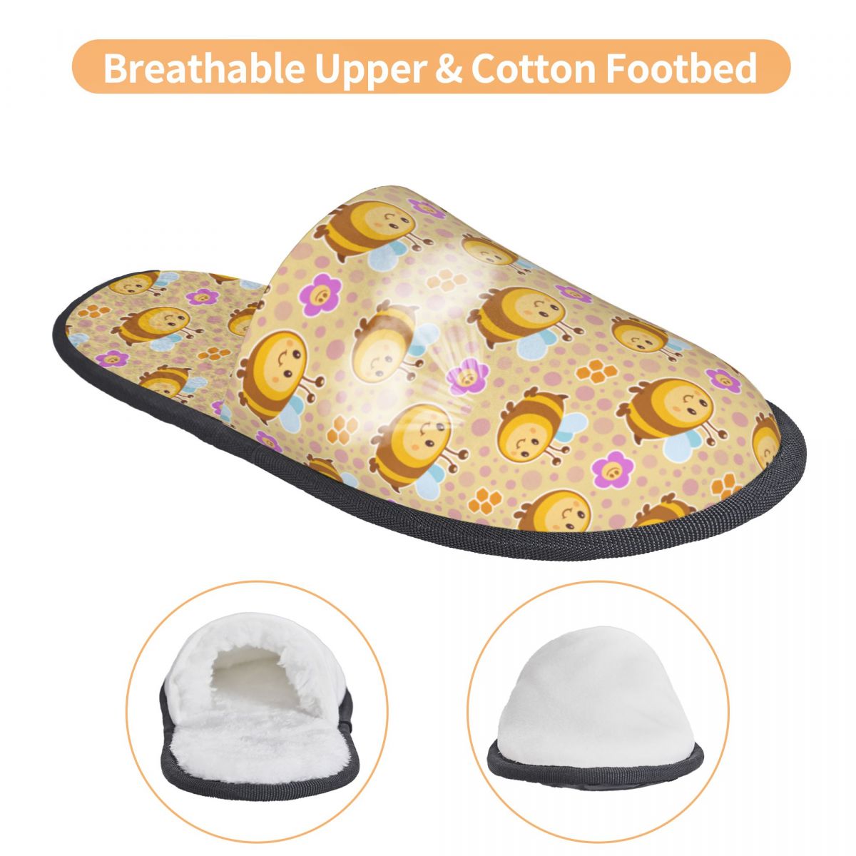 Sandal Rumah Motif Bunga Lebah - Fluffy Fur Slipper ulasan dan harga