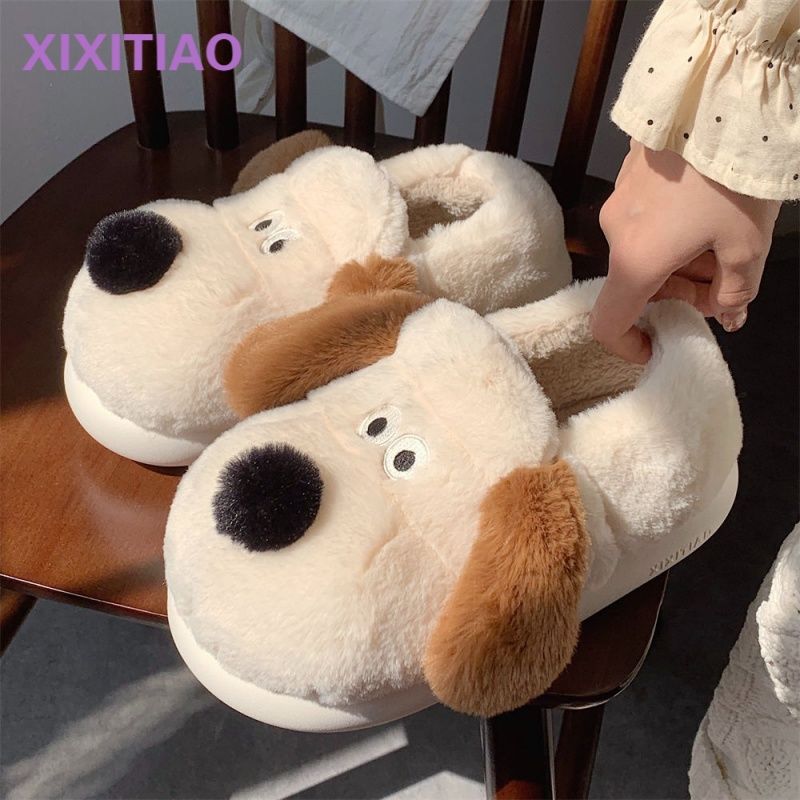 Size36-45 Sandal Anjing Hug An - Fluffy Fur Slipper ulasan dan harga