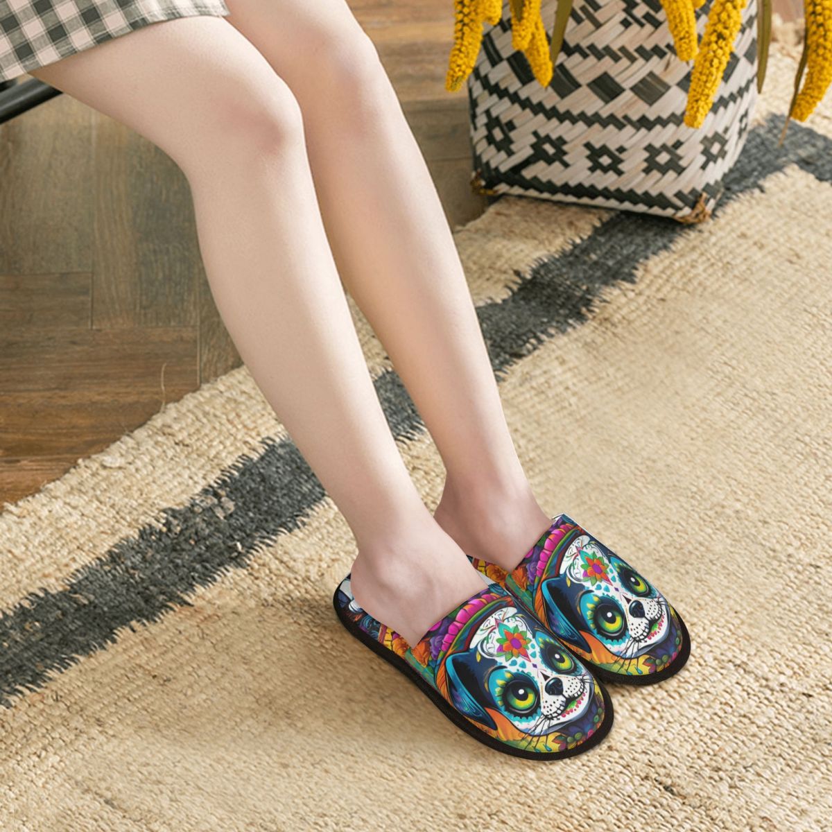 Sandal Rumah Wanita Motif Teng - Fluffy Fur Slipper ulasan dan harga