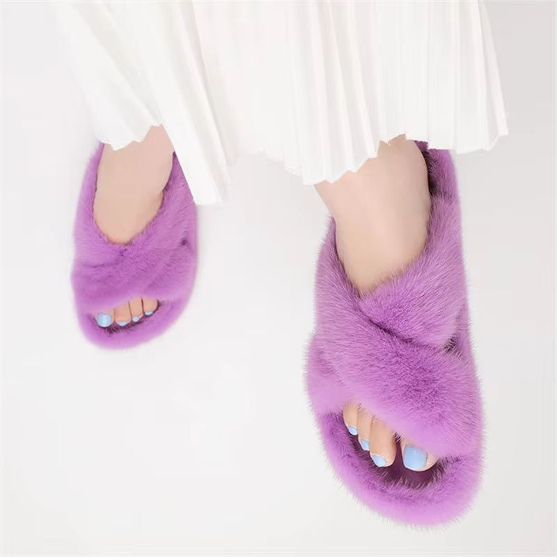 Sandal Bulu Mink untuk Wanita, - Fluffy Fur Slipper ulasan dan harga